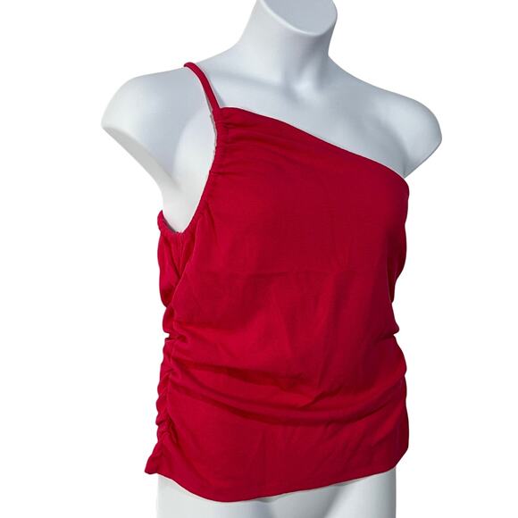 Sanctuary One Shoulder Ruched Asymmetrical Sexy Top Deep Pink Womens XXL NEW - Picture 5 of 12